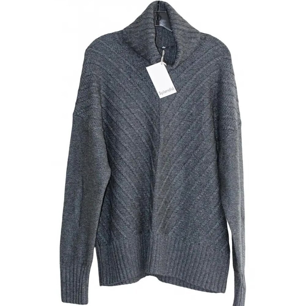 New w/Tags - Splendid Arabella Cowl Neck Pullover, Wool Blend - Grey, Large